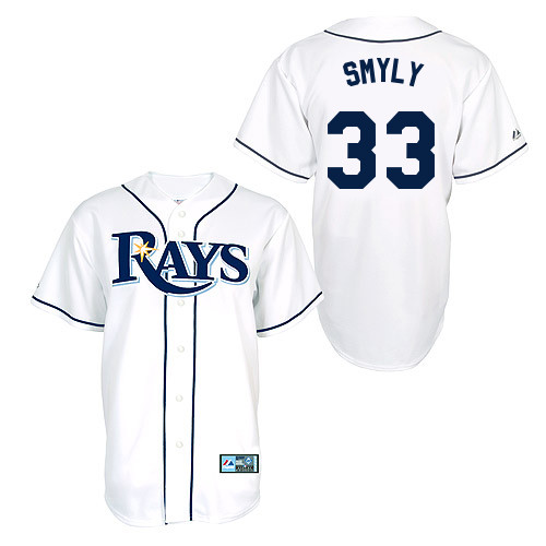 Drew Smyly #33 Youth Baseball Jersey-Tampa Bay Rays Authentic Home White Cool Base MLB Jersey